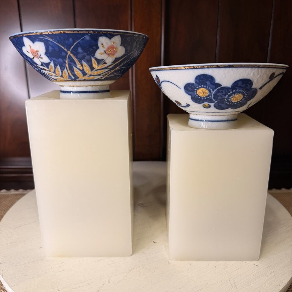 Set Of 2 Japanese Orange Peel Wet Glaze Rice Bowls 4.75x2”